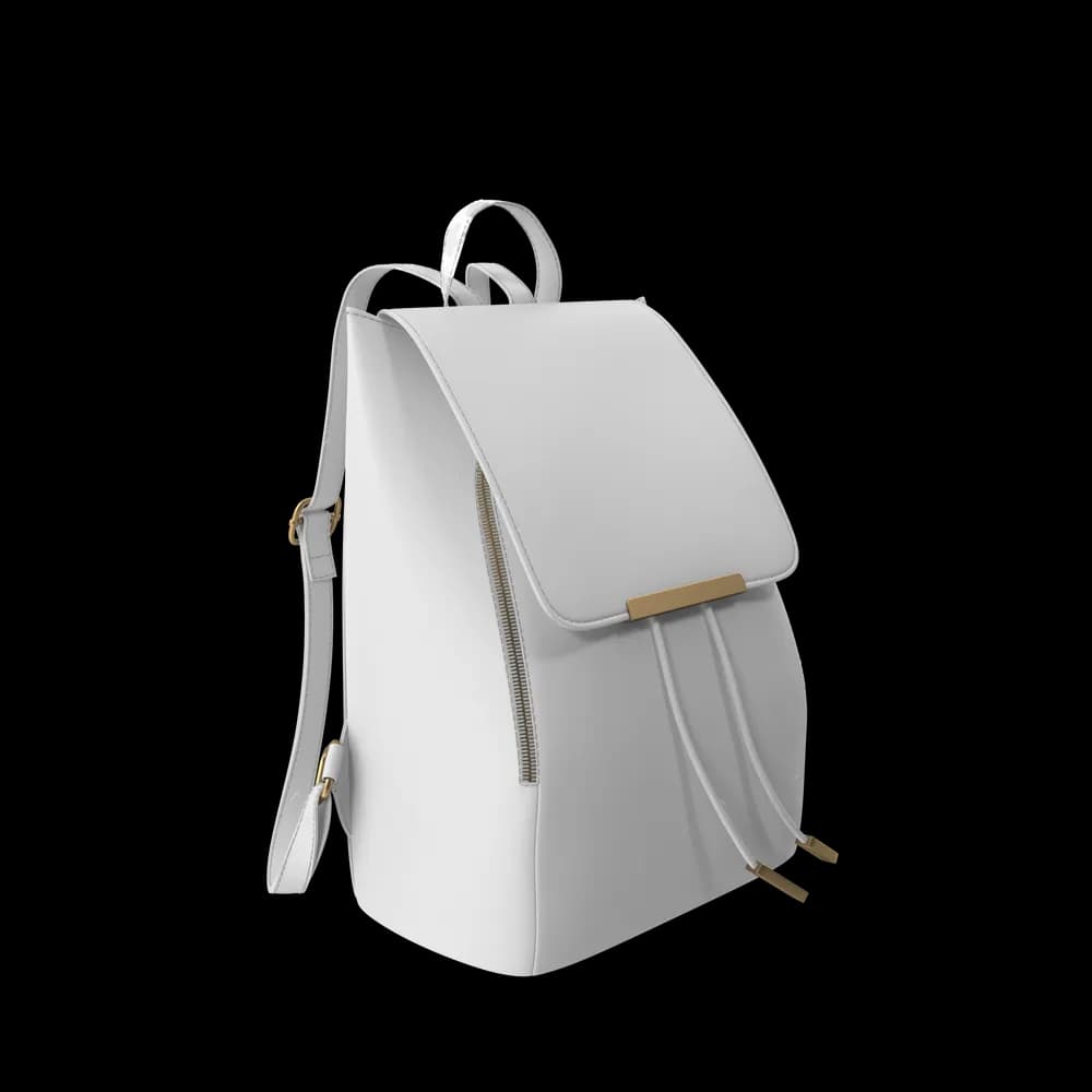 White Faux Leather Backpack - 3